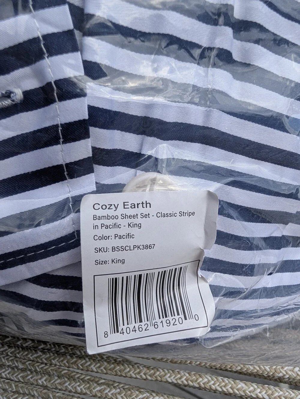 Cozy Earth Bamboo Sheet Set Classic Stripe In Pacific Blue